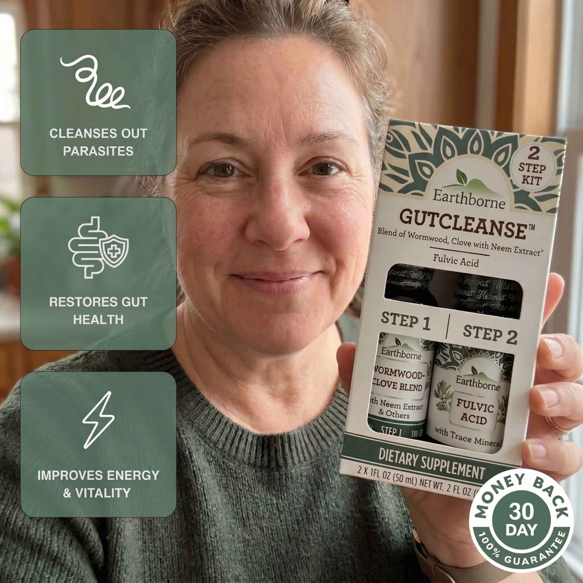 Earthborne GutCleanse 2-Step Parasite Cleanse Kit - Natural Herbal Detox for a Cleaner, Healthier Gut